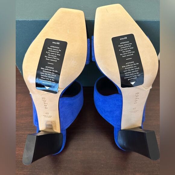 Aeyde Serena double band heeled suede sandal size EU 42 or US 12, new in box - Picture 8 of 12